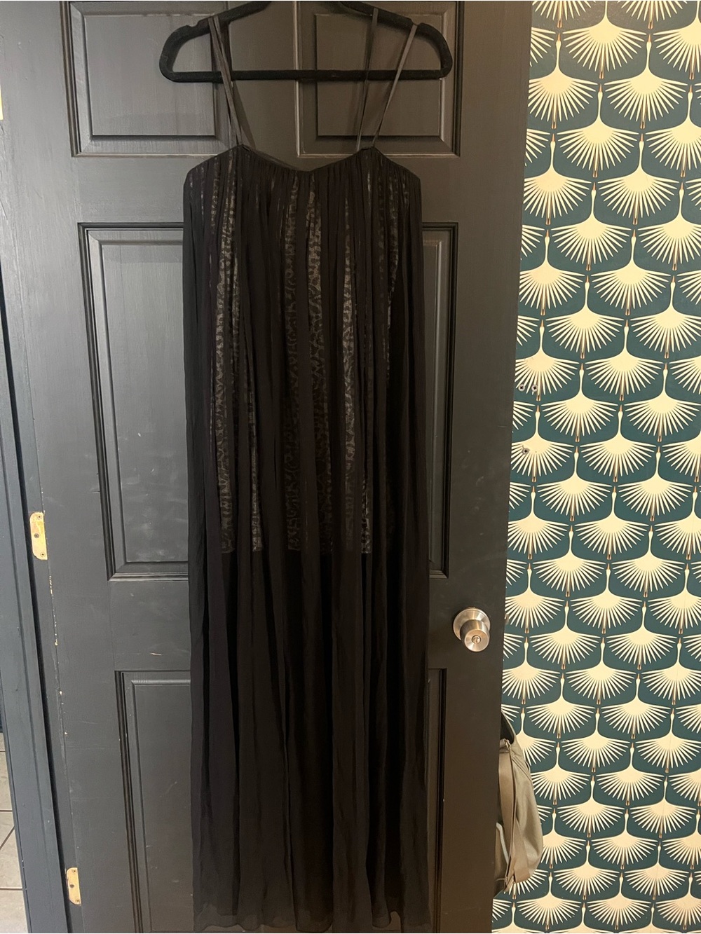 BCBGMaxAzria Black Sheer Layered Maxi Dress